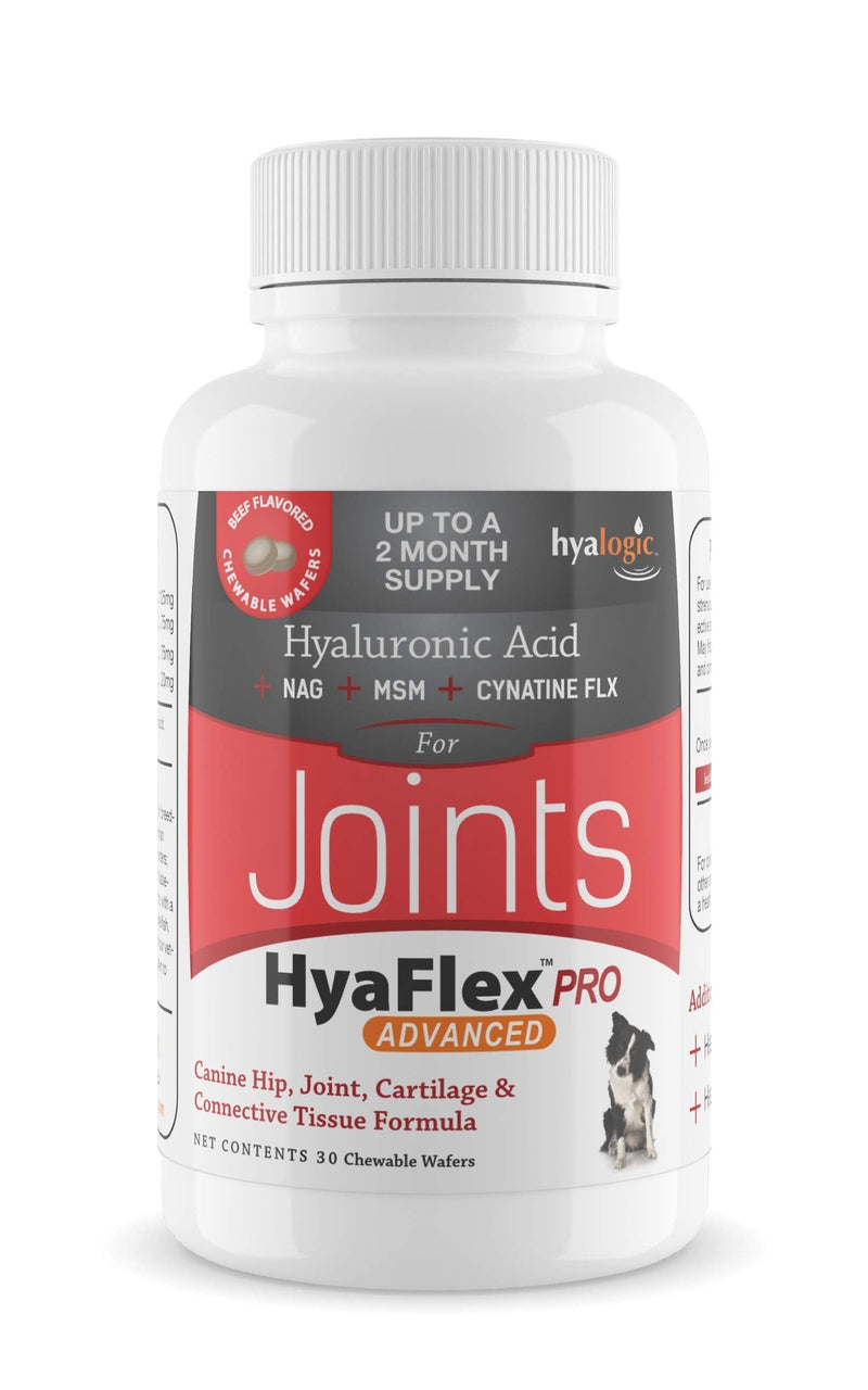 Hyalogic Pro Advanced HyaFlex for Dogs – Amazing Joint Support Supplement for Your Buddy – 30 Beef Flavored Wafers - Dog Joint Supplement w/Hyaluronic Acid, Glucosamine, MSM & Cynatine (30 Tablets) - PawsPlanet Australia