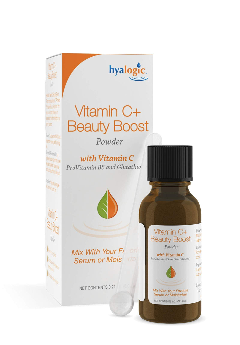 Hyalogic Vitamin C+ Beauty Powder - Beauty Boost Powder for Face, Mix with Moisturizer or Serum, Skin Hydration & Collagen Support, 6g
