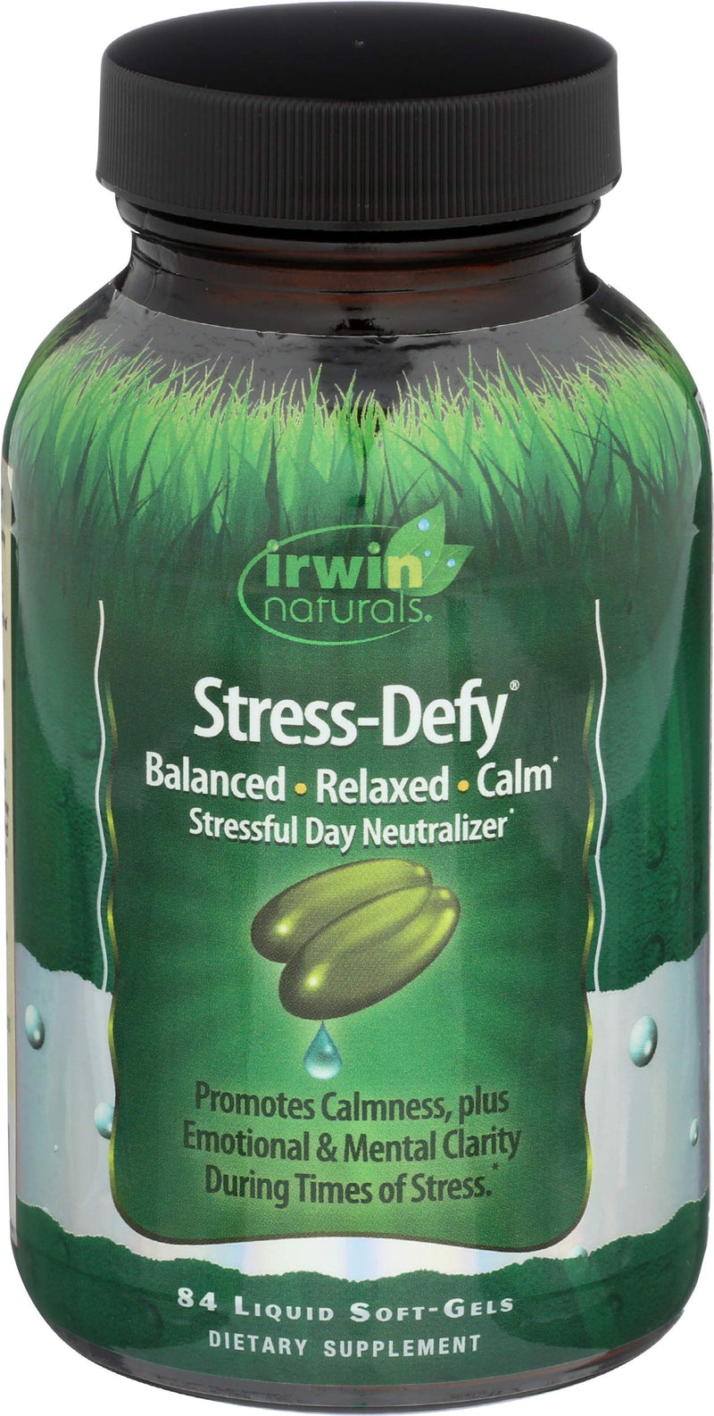 Irwin Naturals Stress-Defy Daily Stress Support & Calm Formula 84 Softgels | Emotional Balance | L-Theanine + Adaptogens | Relaxed Mental Clarity | 84 Liquid Soft-Gels