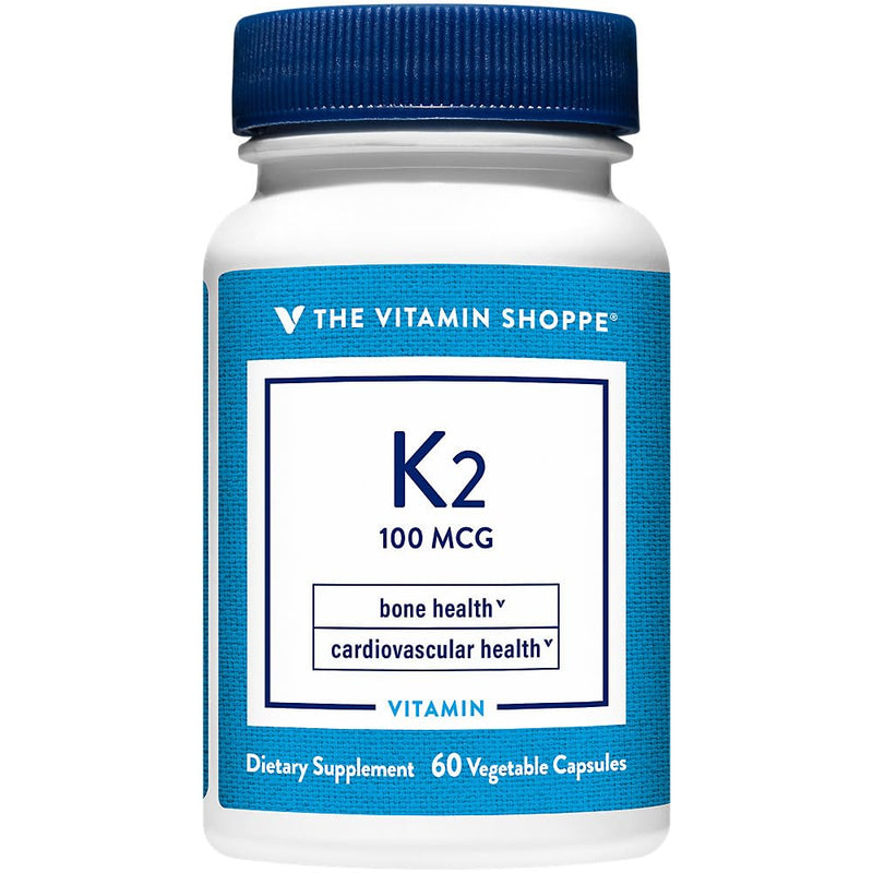 The Vitamin Shoppe Vitamin K2 MK-7 100 MCG - Bone Density & Arterial Health | Menaquinone-7 | 60 Capsules | Vegan 1 Count (Pack of 1)