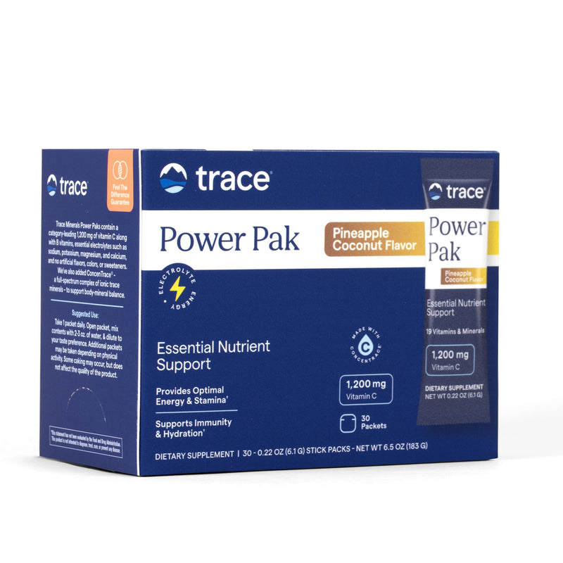 Trace Minerals Power Pak Electrolyte Packets, Pineapple Coconut, 30 Ct | 1200 mg Vitamin C plus Zinc, Immunity and endurance support, Sugar free, No artificial dyes, Keto friendly 6.9 Ounce (Pack of 1)