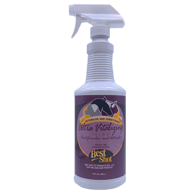 Best Shot Ultra-Vitalizing Mist Detangler and Conditioner with Pet Coat Release Technology, Moisturizing Conditioner for Dogs, Cats, and Horses, Hypoallergenic, 32 Oz. 32 oz. - BeesActive Australia