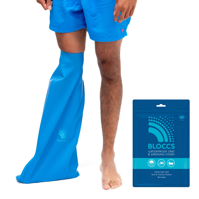 BLOCCS 100% Waterproof Cast Covers for Shower Leg- Swim Cover, Cast Bag for Bath. Durable Cast Sleeve for Swimming - #ASL74 - Adult Short Leg - BeesActive Australia