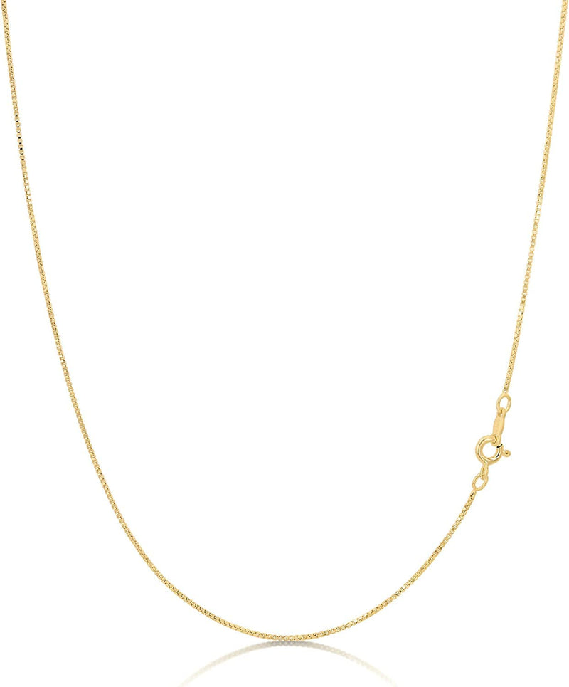 KEZEF 18k Gold over Sterling Silver 1mm Box Chain Necklace Made in Italy 16 Inches - BeesActive Australia