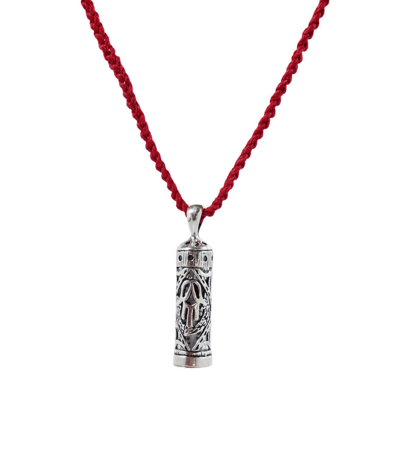 MIZZE Made for Luck Women's Traveler's Prayer in Sterling Silver Mezuzah Prayer Box on Red Knitted Necklace - BeesActive Australia