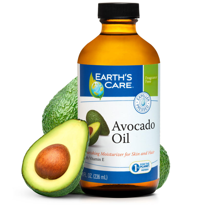 Earth’s Care Avocado Oil - Avocado Oil for Hair and Skin with Vitamin E, Glass Bottle, 8 FL. OZ. 8 Fl Oz (Pack of 1)