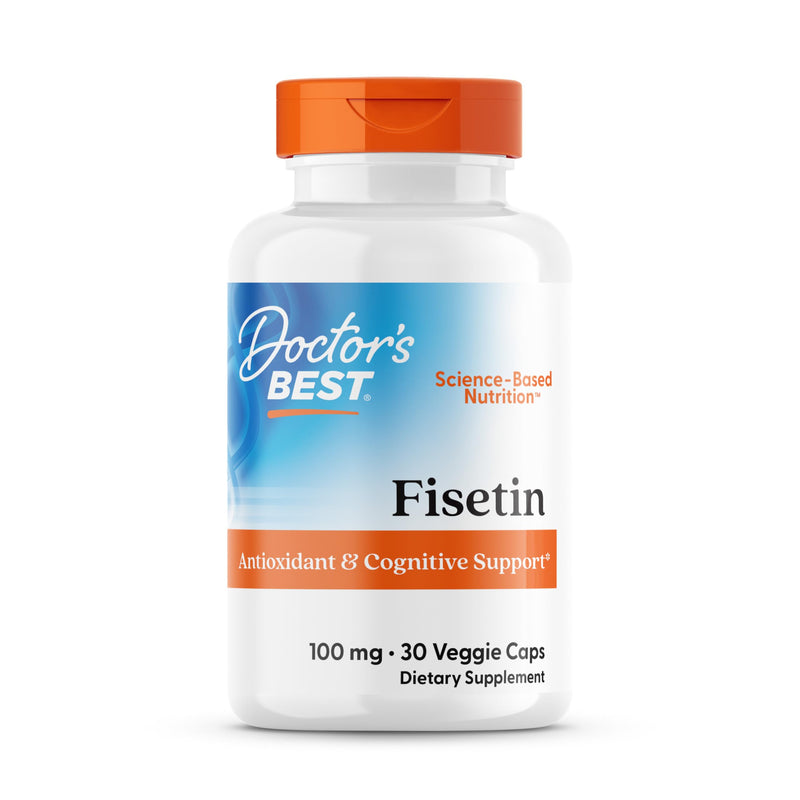 Doctor's Best Fisetin Supplement 100 mg for Men & Women - Brain Health & Antioxidant Support, Fisetin Capsules (as Novusetin) 100mg per Serving, Vegan, Gluten Free, Soy Free, Non GMO - 30 Veg Caps Unflavored 30 Count (Pack of 1)