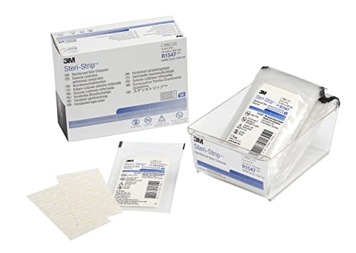 3M™ Steri-Strip™ Reinforced Adhesive Skin Closures, R1547, 1/2 in x 4 in (12 mm x 100 mm), 50 Bag/Carton, 4 Carton/Case