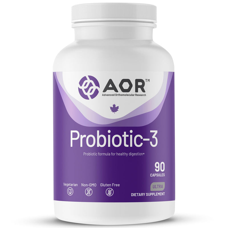 AOR Probiotic Capsules for Gut Health, Shelf Stable, 90 Capsules 30-45 Days | No Refrigeration for Travel, Three Strain Formula, Survives Digestion, Fewer Restocks