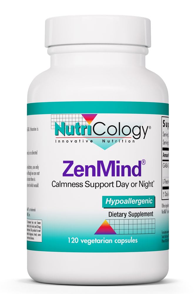 Nutricology ZenMind 550 mg GABA and 200 mg L-Theanine, 120 Capsules | Non-Drowsy GABA and L-Theanine Formula for Calmness and Relaxation Support Day or Night, 60 Servings