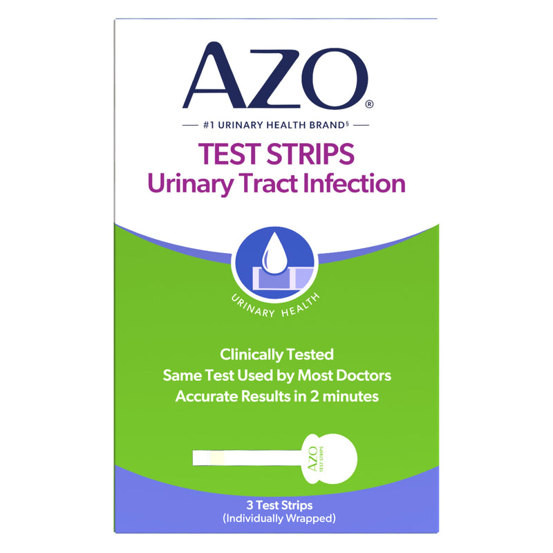 AZO Urinary Tract Infection (UTI) Test Strips, Accurate Results in 2 Minutes, Clinically Tested, Easy to Read Results, Clean Grip Handle, #1 Most Trusted Brand, 3 Count 3 Count (Pack of 1) UTI Test Kit