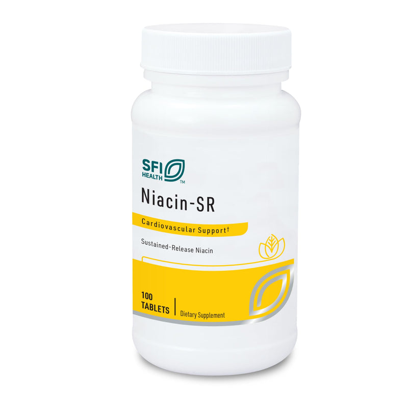 SFI Health Klaire Labs Niacin-SR, 100 Scored Tablets | 500 Milligrams Sustained Release Essential Vitamin B3 to Help Avoid Flush, Adjustable Dose & Hypoallergenic
