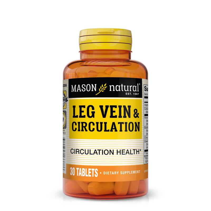 MASON NATURAL Leg Vein & Circulation, Vitamin C & Green Tea, 15 Day Supply | Horse chestnut, butcher's broom, citrus bioflavonoids, vitamin C, calcium & green tea for normal leg circulation support