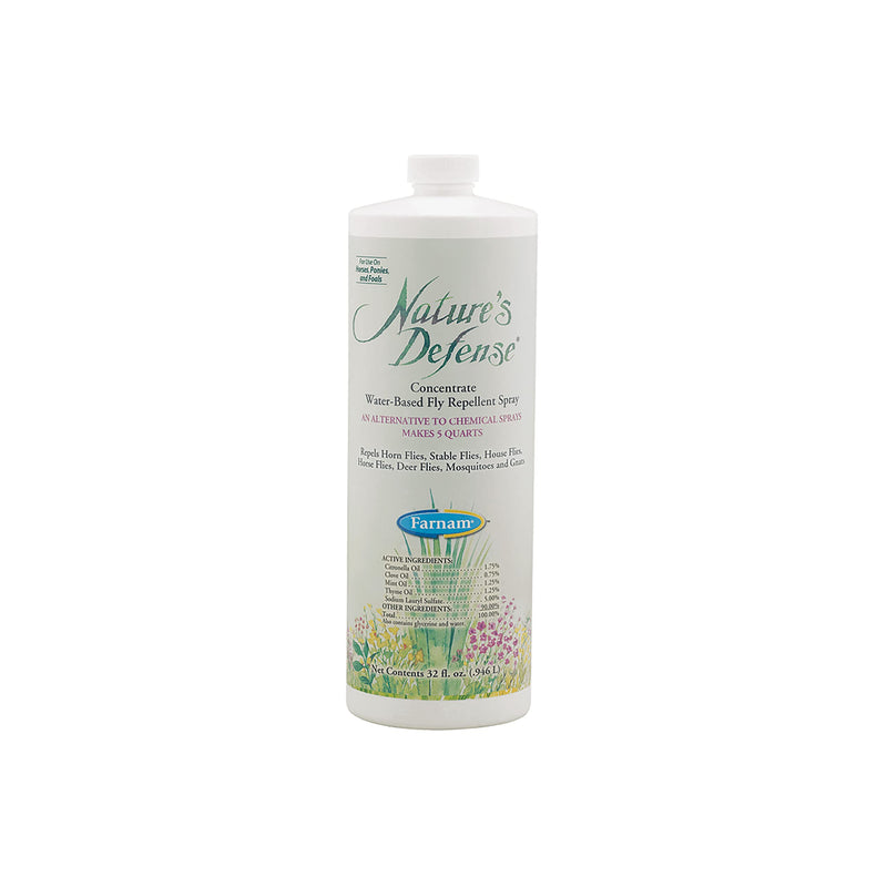Farnam Nature's Defense Natural Horse Fly Spray, Liquid Concentrate, Mix with Water, 32 Ounces, One Quart - BeesActive Australia