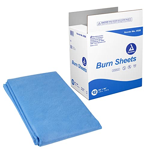 Dynarex Burn Sheet - Sterile, Safely Cover Burn Victims to Prevent Further Injury Until Treated by Medical Professionals, Blue, 60” x 90”- 1 Case of 12 Burn Sheets