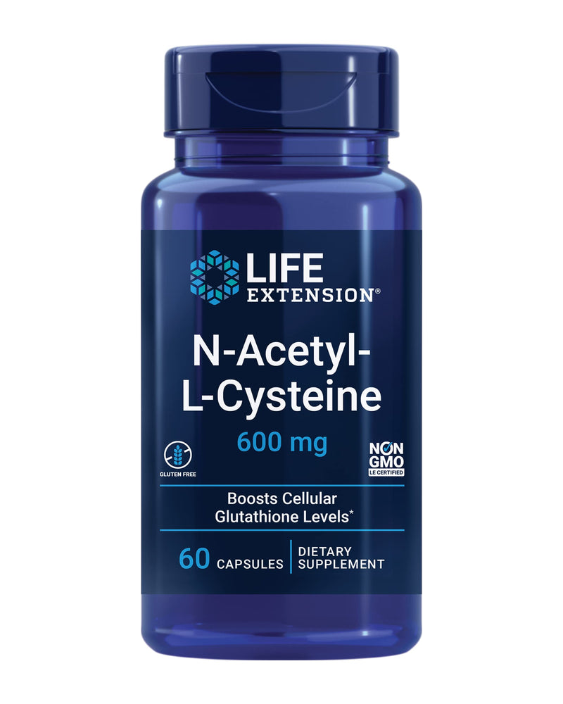 Life Extension N-Acetyl-L-Cysteine (NAC), immune, respiratory, liver health, NAC 600 mg, potent antioxidant support, free-radicals, easy to absorb, 60 capsules - BeesActive Australia