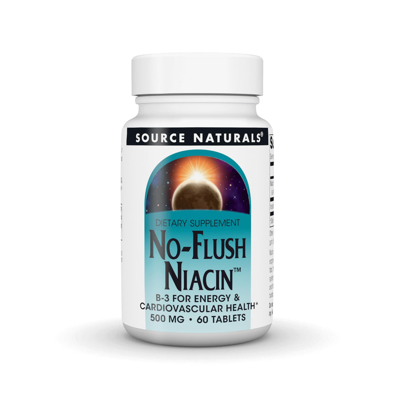 Source Naturals No-Flush Niacin, B-3, 500 mg - 60 Vegetarian Tablets | Cardiovasular Health | Energy Support*