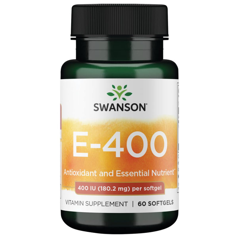 Swanson Vitamin E Antioxidant Support 400 IU, 60 Softgels | Provides Antioxidant Protection for a Healthy Heart and Vital Tissues, Fighting Free Radicals throughout the Body, Non-GMO