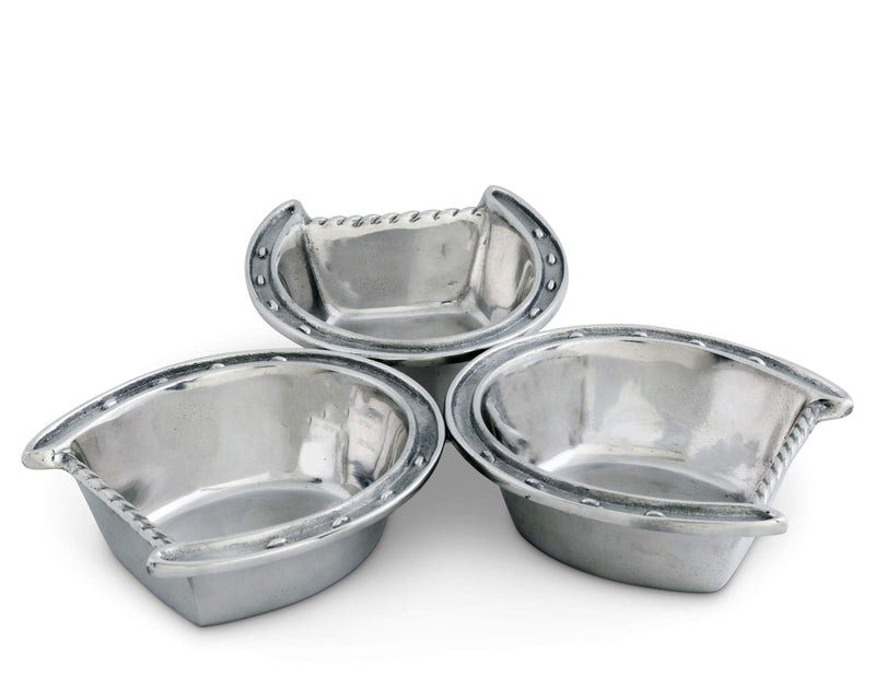 Arthur Court Designs Aluminum Lucky Horseshoe 3-Bowl Bowls Set Server 10.5 inch Diameter 1.5 inch Tall - BeesActive Australia