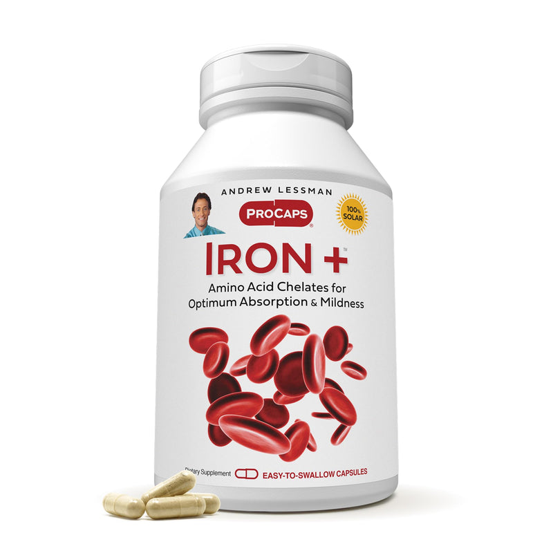 Andrew Lessman ProCaps Iron Plus 18mg Chelated Iron 90 Capsules | Gentle amino acid chelated iron with Vitamin C to support absorption. Non-acidic and easy on the stomach. 90 Count (Pack of 1)