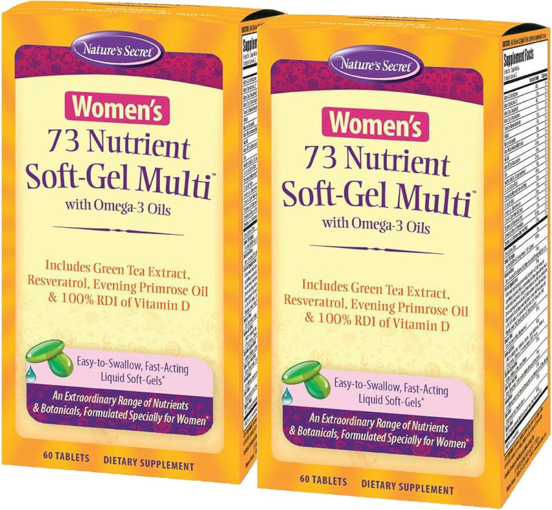 Nature's Secret Women's 73-Nutrient Soft-Gel Multi 60 Softgels 2-Pack | Women's Daily Wellness | 73-Nutrient Multivitamin | Essential Daily Nutrients | 2 X 60 Liquid Soft-Gels 60 Count (Pack of 2)
