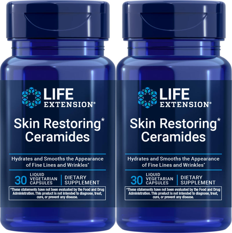 Life Extension Skin Restoring Ceramides, 30 Liquid Vegetarian Capsules (Pack of 2)