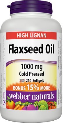 Webber Naturals Cold Pressed Certified Organic Flaxseed Oil Softgel 1000mg 210 SoftGels - BeesActive Australia