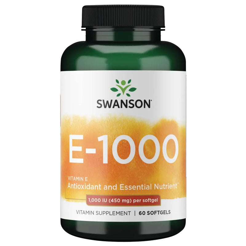 Swanson Vitamin E 1000 IU (450 mg) for Antioxidant Support, 60 Softgels | Delivers 1000 IU of Vitamin E in Easy-to-Swallow Softgels to Maintain Antioxidant Support and Overall Wellness 60 Count (Pack of 1)