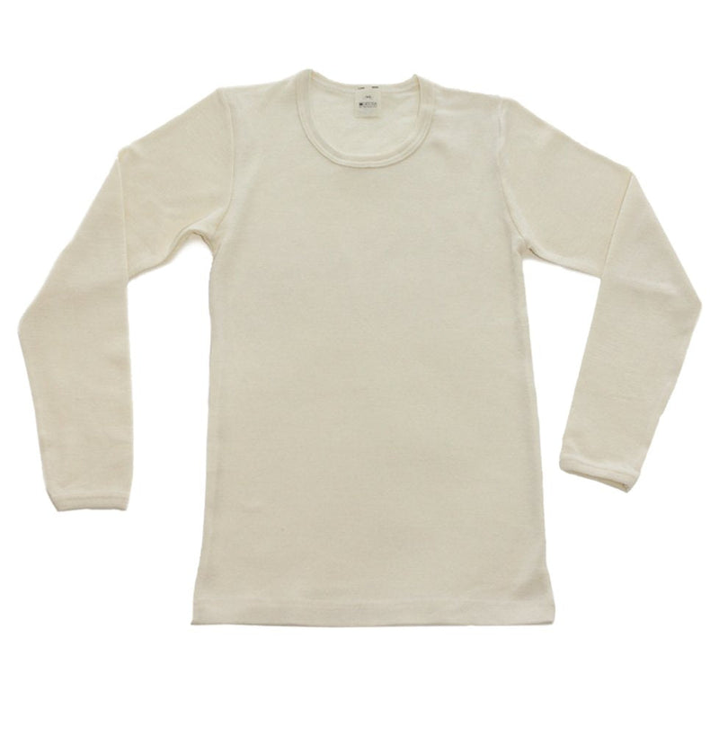 Hocosa Little Kids Organic Wool Long-Sleeved Undershirt 6 Years Natural White - BeesActive Australia