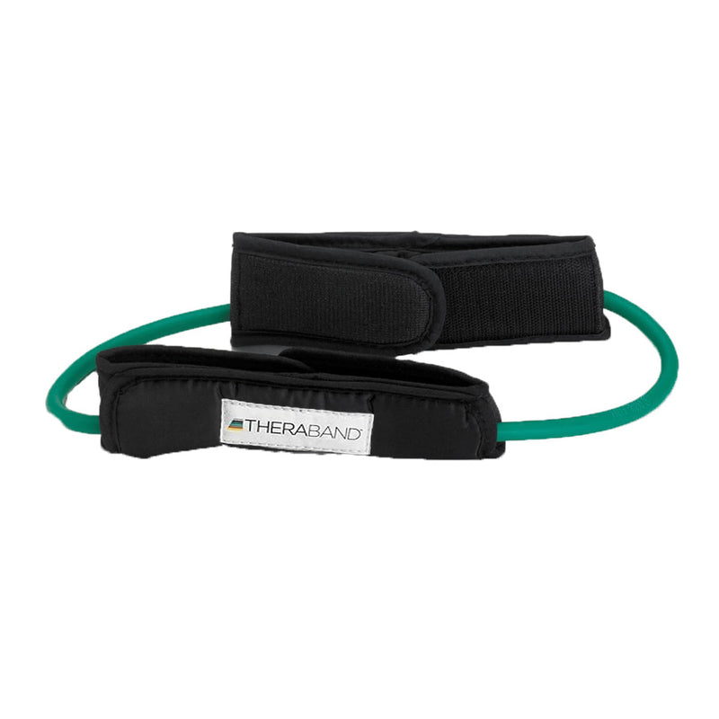 THERABAND Resistance Tubes, Professional Latex Elastic Tubing For Physical Therapy, Lower Pilates, At-Home Workouts, & Rehab, 12 Inch With Padded Cuffs, Green, Heavy, Level 3 Level 3 / Heavy - Green