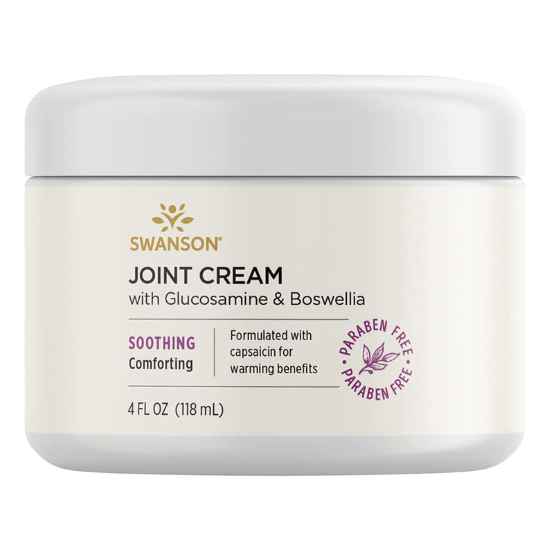 Swanson Joint Cream with Glucosamine & Boswellia, 4 fl oz | Unique Topical Formula with Capsaicin, Methyl Salicylate, Boswellia Extract, Glucosamine and Vitamins A, C and E