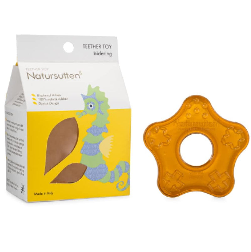 Natursutten Starfish Teether - Baby Teething Toys - Eco-Friendly Natural Rubber, PVC & 100% BPA-Free - Danish Design Baby Toys - Made in Italy Yellow - BeesActive Australia