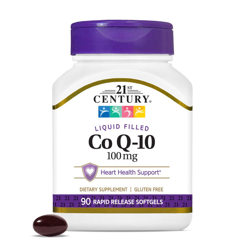 21st Century CoQ10 100mg Softgels, Heart Health Support, 90 Count | Coenzyme Q10 100 mg Fast-Release Liquid Softgels, Heart Health & Antioxidant Support, Gluten Free Supplement