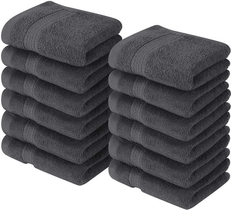 Utopia Towels [12 Pack Premium Wash Cloths Set (12 x 12 Inches) 100% Cotton Ring Spun, Highly Absorbent and Soft Feel Essential Washcloths for Bathroom, Spa, Gym, and Face Towel (Grey) 12 Wash Cloths Grey - BeesActive Australia