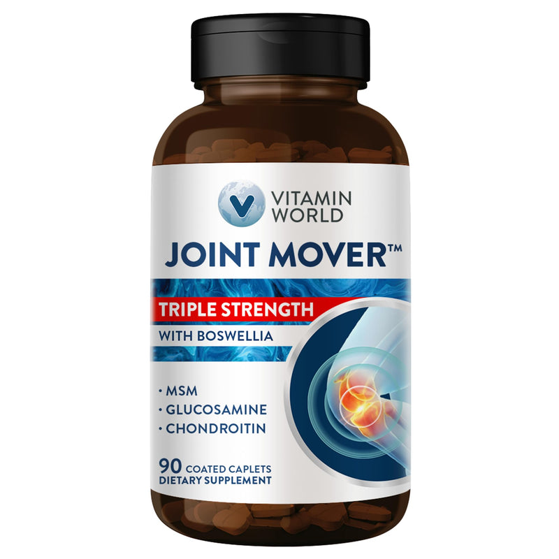 Vitamin World Triple Strength Joint Mover, Glucosamine Chondroitin with MSM | Joint Support Supplement, Collagen & Boswellia Serrata Extract, Support Joint Strength, Comfort & Flexibility, 90 Caplets 90 Count (Pack of 1)