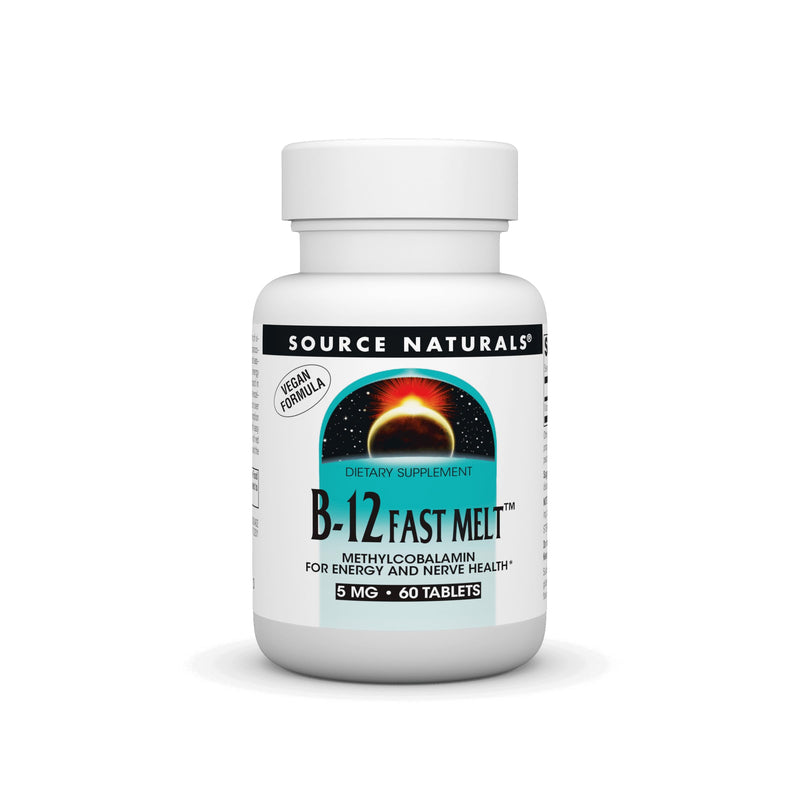 Source Naturals, Vitamin B-12-5 mg - 60 Fast Melt Vegan Formula | Supports Energy Production