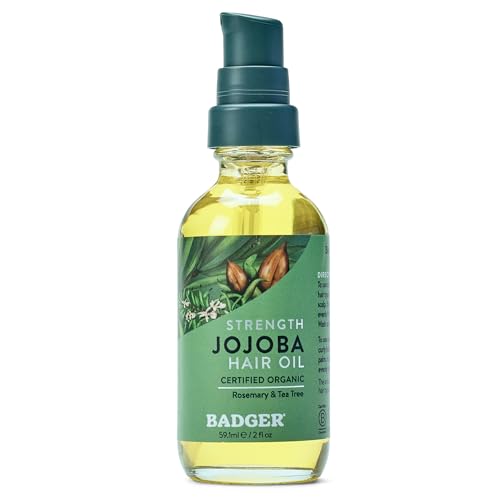 Badger Organic Jojoba Hair Oil, Scalp Treatment, 2 fl oz Jojoba Oil