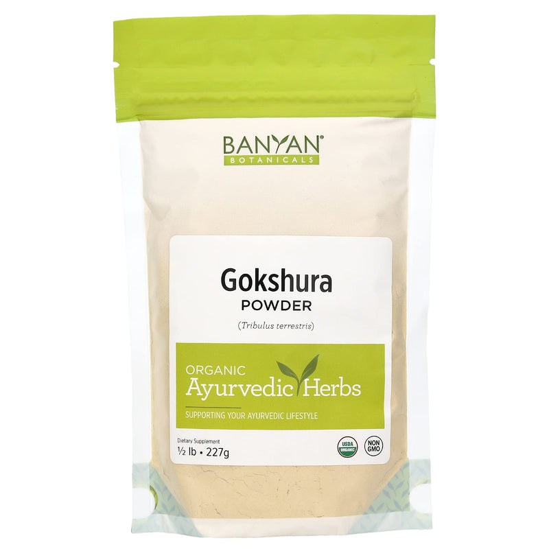 Banyan Botanicals Gokshura Powder– Organic Tribulus Terrestris Fruit – Rejuvenating Tonic for Kidney & Adrenal Health, Stress, and Male Vitality* – ½lb. – Non-GMO Fair for Life Fair Trade Certified 8 Ounce (Pack of 1) - BeesActive Australia