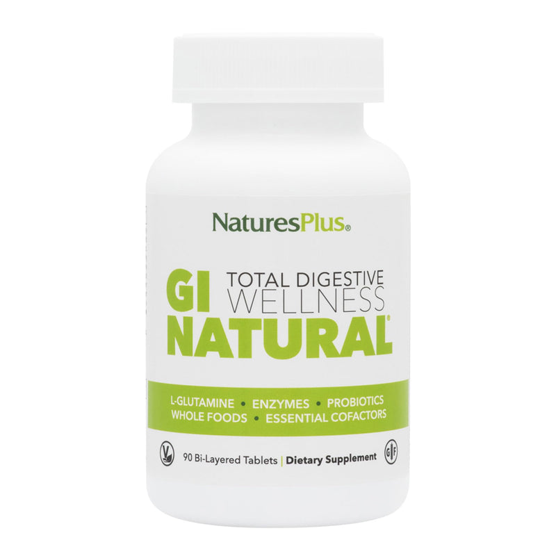 NaturesPlus GI Natural Total Digestive Wellness - 90 Bi-Layered Tablets, Pack of 2 - With L-Glutamine, Probiotics, Prebiotics & Enzymes - Gluten Free - 60 Total Servings 90 Count (Pack of 2)
