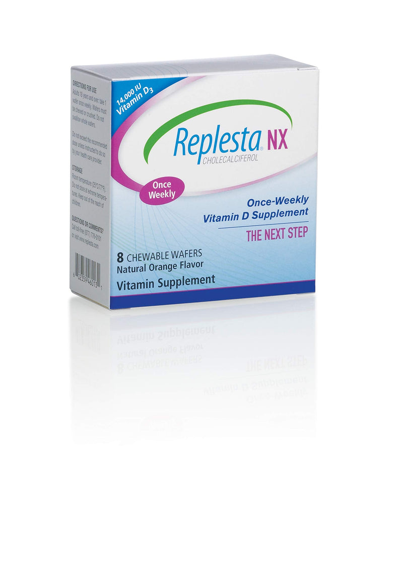 Replesta NX 14,000 IU Vitamin D3 Cholecalciferol, for Vitamin D Deficiency, Once-Weekly Chewable Wafer, Non-GMO, Natural Orange Flavor, 8 Tablets 8 Count (Pack of 1)