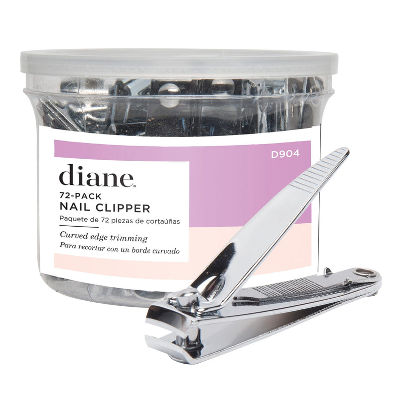 Diane D904 Stainless Steel Nail Clippers with Fold Out File - 72 Count (Pack of 1) Finger Nail Clipper Curved Edge