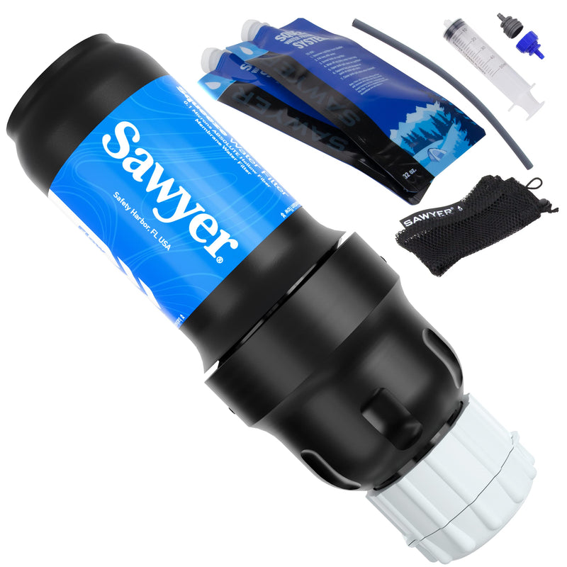 Sawyer Products SP129 Squeeze Water Filtration System w/ Two 32-Oz Squeeze Pouches, Straw, and Hydration Pack Adapter - BeesActive Australia