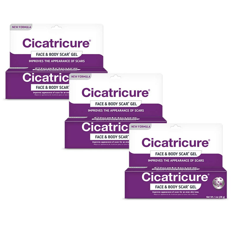 Cicatricure Face & Body Advanced Scar Gel, Scar Gel for Old & New Scars, Fades Stretch Marks Away, Surgical Scars, Injuries, Burns, for Adults & Kids, 1 oz (28g), 3 Pack - BeesActive Australia