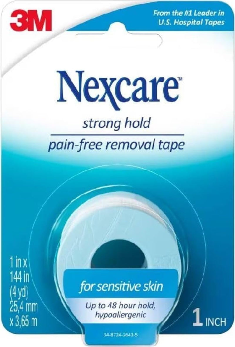 Nexcare Sensitive Skin Tape, Pain-free removal with minimal hair-pulling, 1 in x 4 yd, 6 pack 6 Count (Packs of 2)