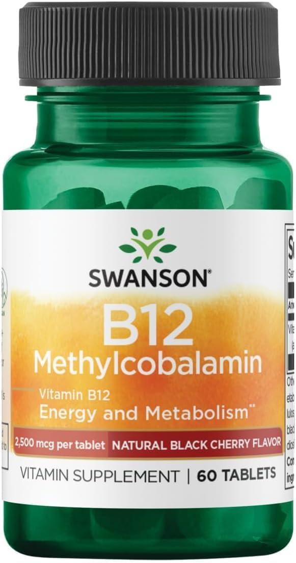 Swanson Methylcobalamin Vitamin B-12, 2.5 mg, 60 Tablets | High-Absorption Methylcobalamin Supporting Energy Metabolism, Essential for a Healthy Nervous System and Red Blood Cells 60 Count (Pack of 1)