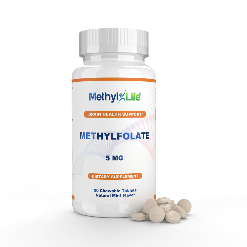 Methyl-Life® L-Methylfolate 5 mg - Chewable Active Folate Tablets with ultrapure Form of Cerebrofolate® (L-5-MTHF, Calcium) | Vegan, Non-GMO, Gluten-Free | 90 Chewable Tablet