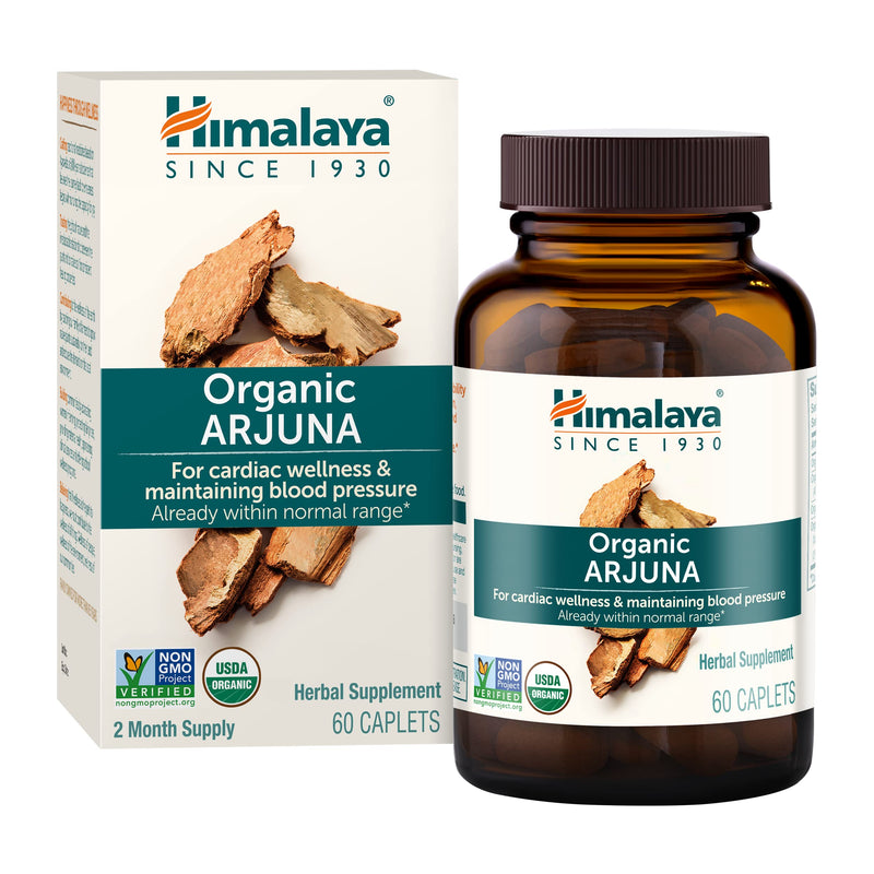Himalaya Organic Arjuna, 60 Day Supply - Herbal Supplement Supporting Heart Health and Normal Blood Pressure - USDA Organic, Vegan, Non-GMO, Gluten Free, 700 mg, 60 Caplets 1 - BeesActive Australia