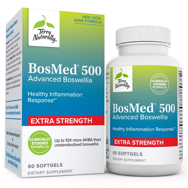 Terry Naturally BosMed 500 mg - 60 Softgels - Extra Strength Boswellia Supplement - Non-GMO, Gluten Free - 60 Servings 1 - BeesActive Australia