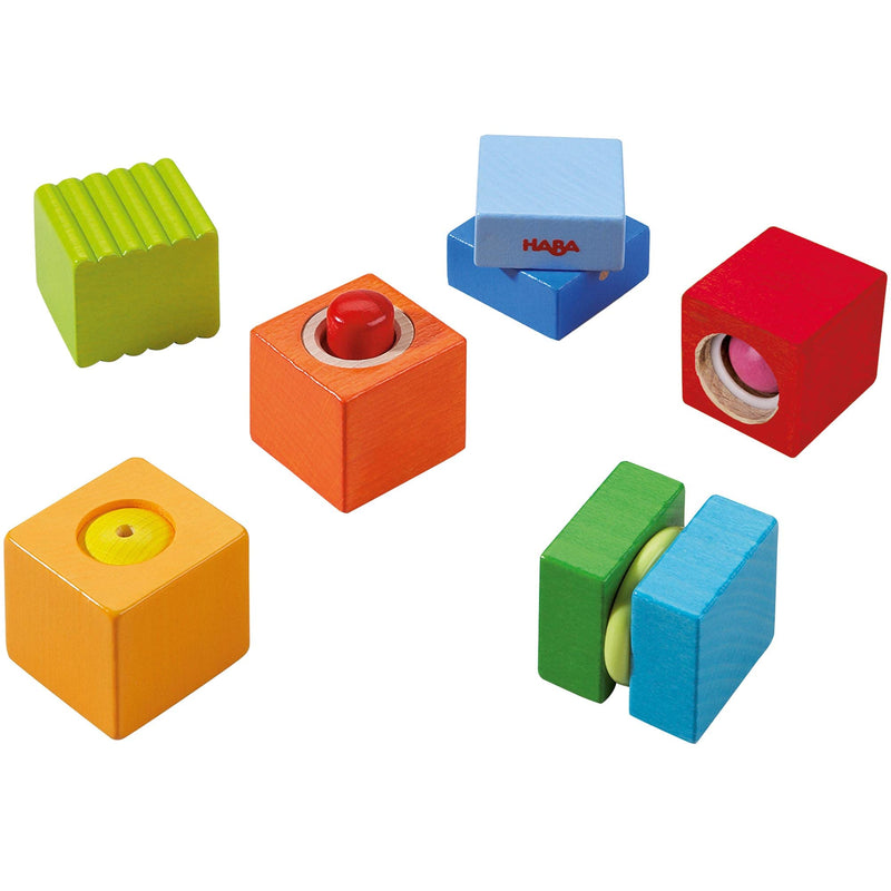 HABA Fun with Sounds Wooden Discovery Blocks with Acoustic Sounds (Made in Germany), 1-2 Years, 6 pieces - BeesActive Australia