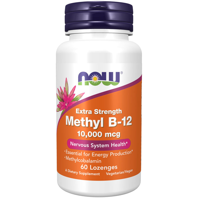 NOW Foods Supplements, Methyl B-12 (Methylcobalamin) 10,000 mcg, Nervous System Health*, 60 Lozenges 60 Count (Pack of 1)